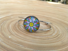 Mandala bangle armband met gele kern