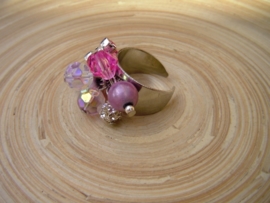 Open ring in rose/zilverlook. Ringmaat 18