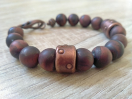 Heren armband van donkerbruin frosted jaspis