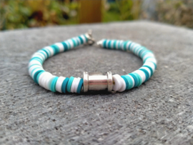 Turquoise Katsuki herenarmband met RVS kraal