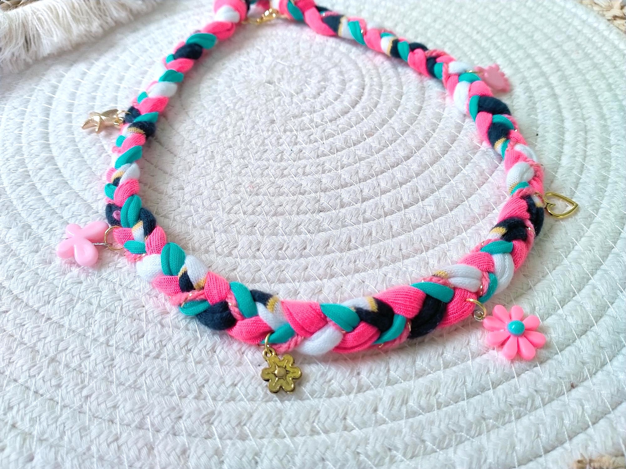 Roze/zwart en turquoise Bandana