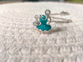 Kinderketting met turquoise ballroom jurk als hanger