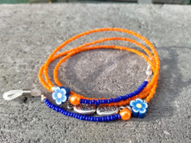 Oranje en blauw brillenkoordje