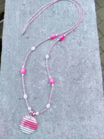 2-Delige lange roze kettingen set