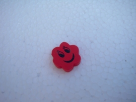 Houten bloemetje met gezichtje - rood