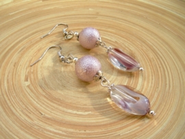 Roze stardust oorbellen