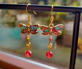 Schattige goudkleurige libelle oorbellen