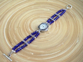 Horloge met indigo blauwe glas rondellen