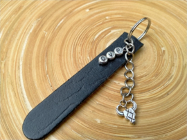 Sleutelhanger van gerecycled leer met skull