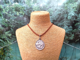 Herenketting met Ottomaanse munt van bruin gevlochten imitatieleer