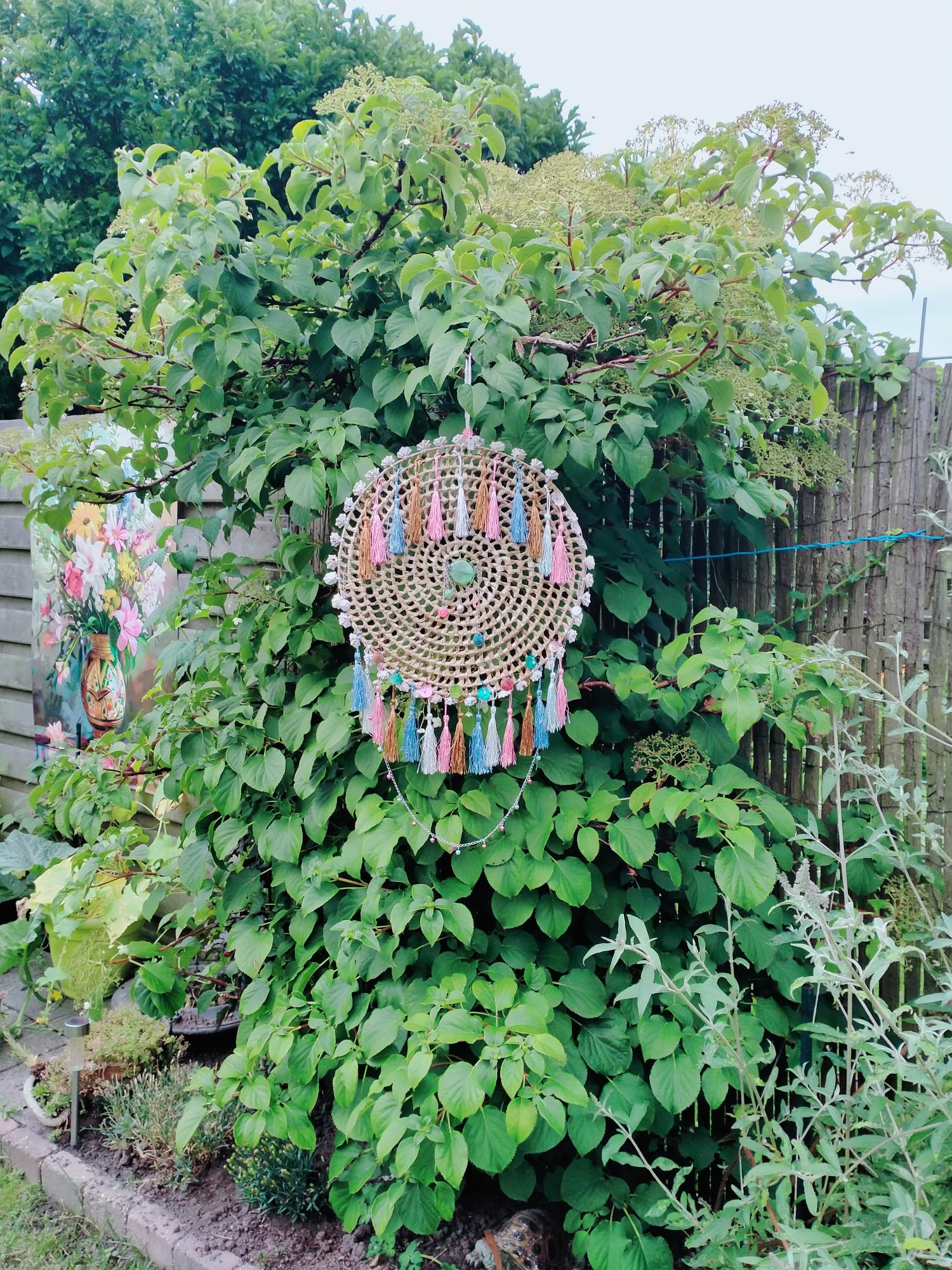 Raffia dromenvanger in regenboog kleuren