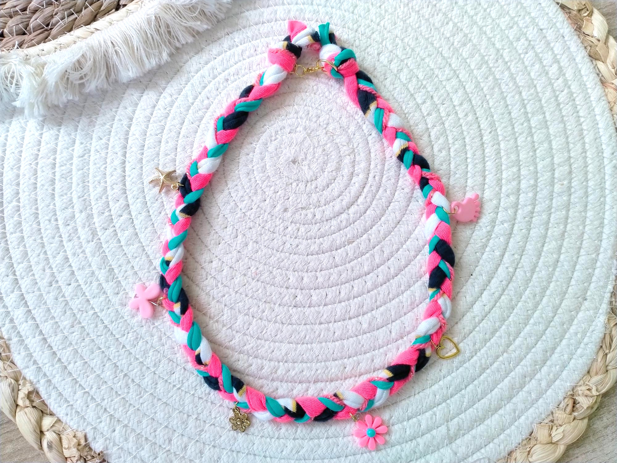 Roze/zwart en turquoise Bandana