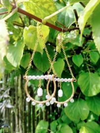 Lange aluminium wire bloem oorbellen