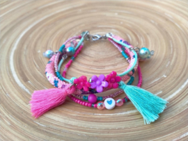 Armband met roze/turquoise Dreamz koord