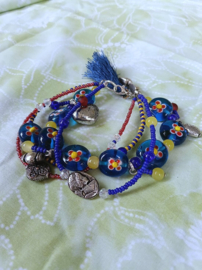 Glaskralen Armband Marine blauw