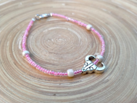 Skull armbandje in  roze