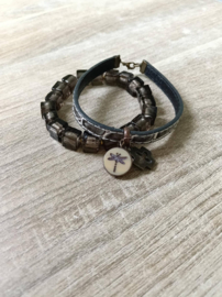 Bruine Glascubes Herenarmbandenset – 2-delig