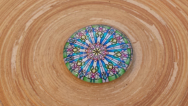 Blauw en groene glas cabochon 25 mm