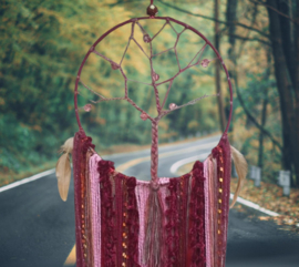 Dromenvanger tree of life bordeaux rood en old roze. Maat M