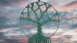 Groene dromenvanger tree of life.  Lengte 86 cm. Maat L