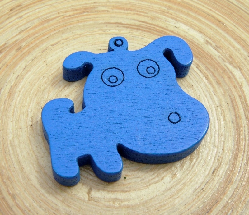 Blauwe bedel hond van hout