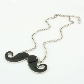 Snor Ketting "Black Mustache XL" Zilverkleurig