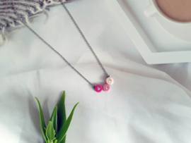 Korte Ketting "Pink Love" Stainless Steel / Goud of Zilver