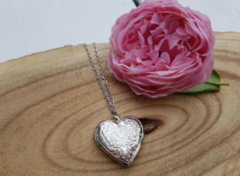 Medaillon Ketting "Plain Silver Heart"