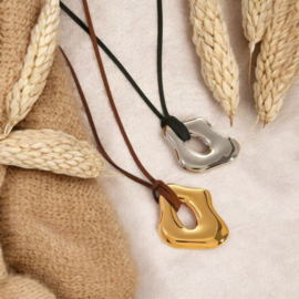 Verstelbare Koord Ketting met Stainless Steel Hanger "Irregular Shape" Goud