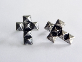 Kruis Oorbellen "Studded Silver Cross"