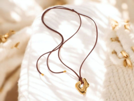 Verstelbare Koord Ketting met Stainless Steel Hanger "Irregular Shape" Goud
