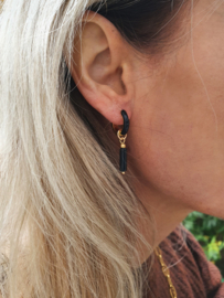 Edelsteen Oorbellen "Black Agate Hoops"