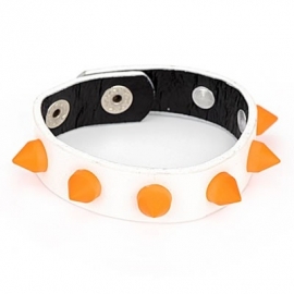 Armband "Orange Studs On White Leather"