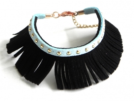 Armband "Ibiza Fringe" Zwart / Turquoise - Mint