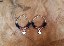 Oorbellen "Stars & Beads" Zilver