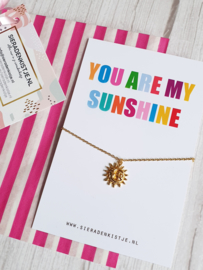 Ketting Met Kaartje "You Are My Sunshine" Zilver Of Goud