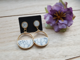 Statement Oorbellen "Marble Hoops" Wit