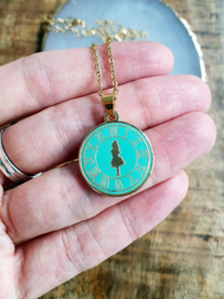 Alice In Wonderland Ketting "Turquoise Time Coin"