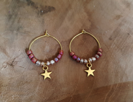 Oorbellen "Stars & Beads" Goud