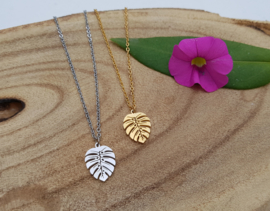 Ketting met Blad "Small Leaf" Zilver of Goud