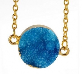 Korte Ketting met Druzy Steen "Natural Blue"