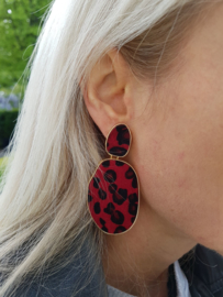 Luipaard Oorbellen "Leopard Love" Rood