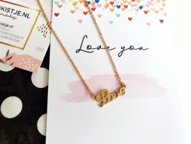 Tekst Ketting "Love You, Babe" Stainless Steel - Met of Zonder Kaartje