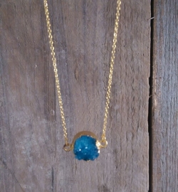 Korte Ketting met Druzy Steen "Natural Blue"