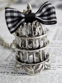 Vogelkooi Ketting "Vintage Silver Birdcage"