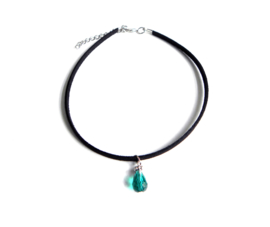 Choker Ketting "Green Glass Drop"