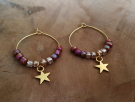 Oorbellen "Stars & Beads" Goud