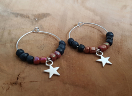 Oorbellen "Stars & Beads" Zilver