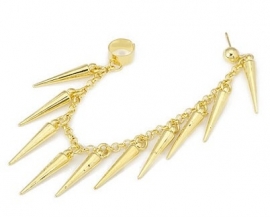 Ear Cuff "Spikes All Over" Goudkleurig