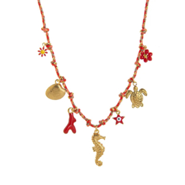 Bedelketting In Zee Thema "Staring At The Sea" Koord & Stainless Steel